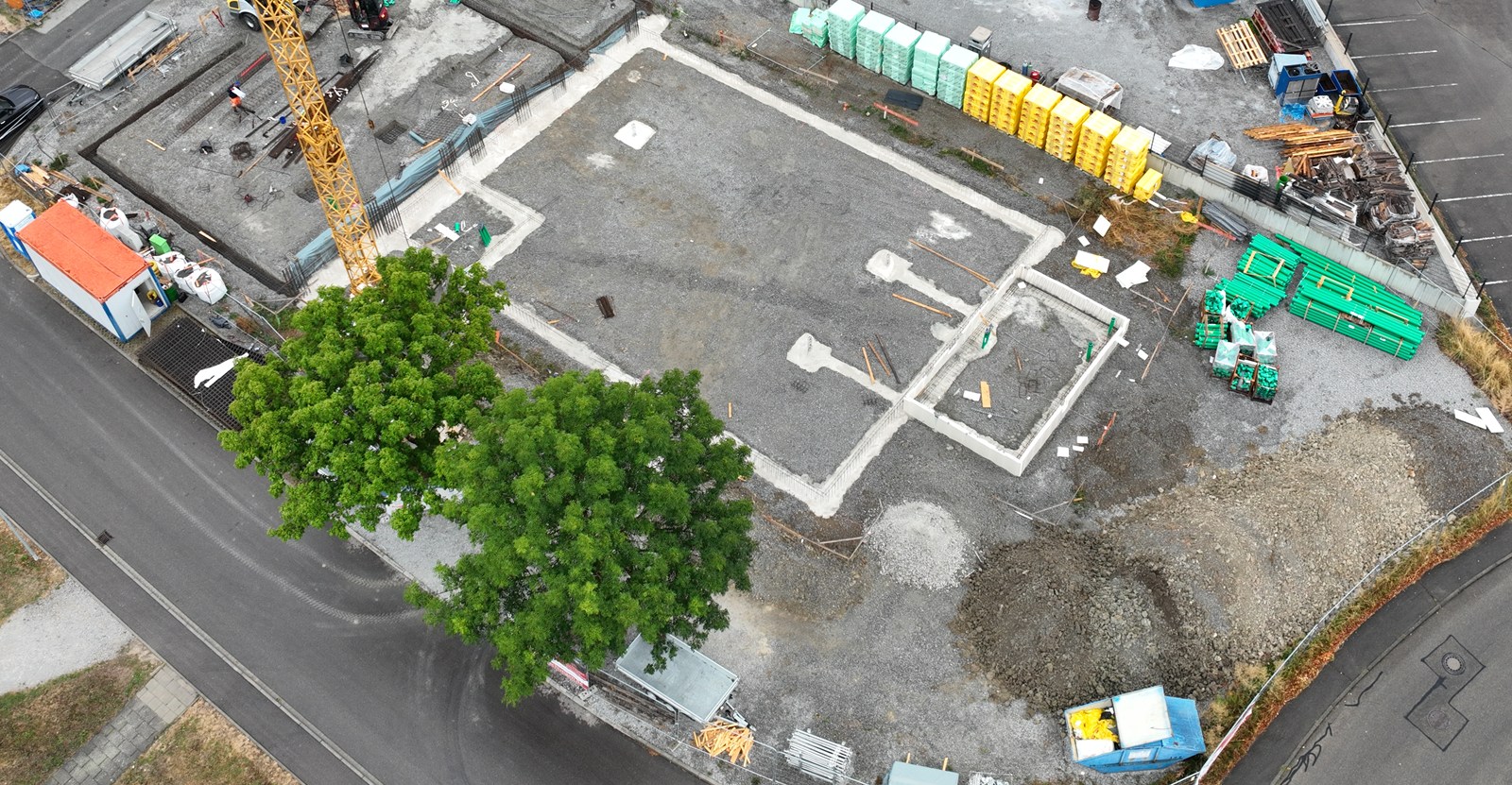 Erste dokumentierte Luftaufnahme der MAM-Baustelle in Schwäbisch Hall-Sulzdorf im August 2026